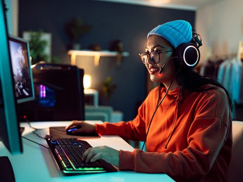 gamer on computer playing