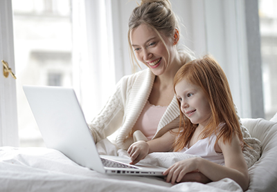 woman using laptop